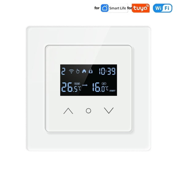 WiFi Smart Thermostat for Gas Boiler, Programmable Temperature Control Switch with App & Voice Control, 5+2 Day Schedule, 0.5C, Lock, Adjustable Backlight, White