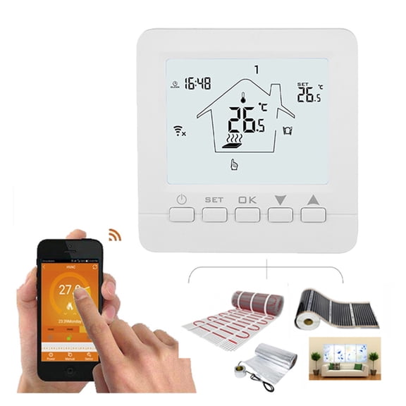 WiFi Smart Thermostat Underfloor Electric Heating/Infrared Heater Room Temperature Control By Phone 90-240VAC ,Easy to Operate