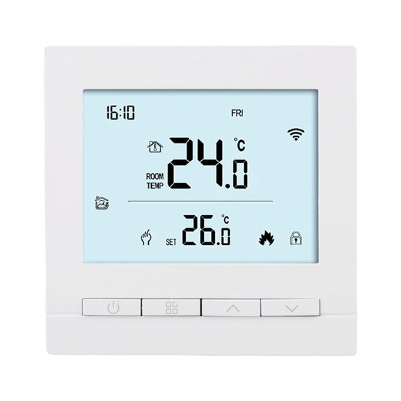 WiFi Smart Touchscreen Thermostat For Tuya App, Programmable For Gas Boiler, Water And Floor Heating, ABS Shell And Easy Installation For Home/Temperature Control(D)