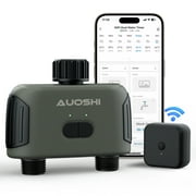 WiFi Sprinkler Timer, AUOSHI Smart Water Timer for Garden Hose, 2 Outlets, Automatic Irrigation System with WiFi Hub, Up to 20 Watering Plans, APP Control, Work with Alexa and Google Assistant