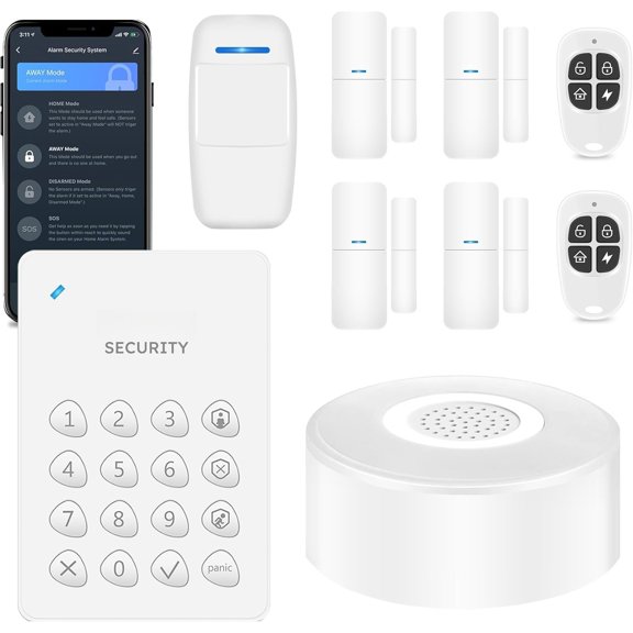 WiFi System, System 9 count-kit, DIY System, Door Window Sensor, Motion Sensor, Remote, Keypad, Work with Alexa, for House, Apartment by 2nd Gen