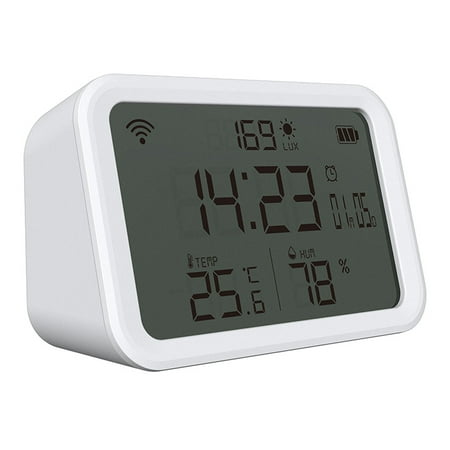 WiFi Temperature Humidity Light Detection Alarm Clock Sensor Smart Home with Mobilephone APP Remote