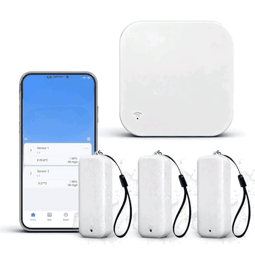 WiFi Thermometer Hygrometer 4 Pack, IP65 Indoor Smart Temperature Humidity Monitor with 3 Outdoor Wireless Sensors Kit, APP Notification Alert, Free Data Storage Export, 492ft Monitoring Range