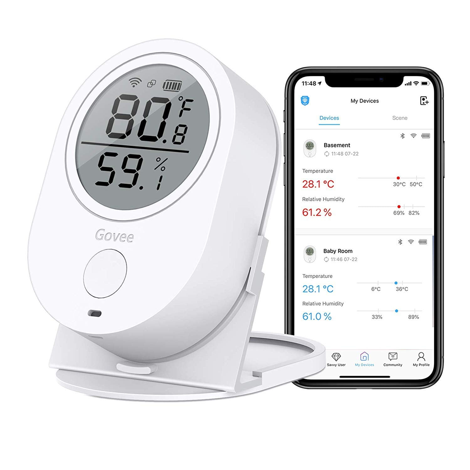 WiFi Thermometer Hygrometer H5051, Bluetooth Indoor Temperature ...