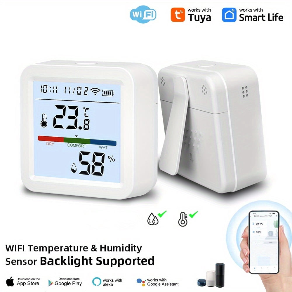 WiFi Thermometer Hygrometer, Indoor Temperature Humidity Sensor with Electronic Ink Display, App Notification Alert, Free Data Storage Export, Digital Remote Monitor for Bedroom