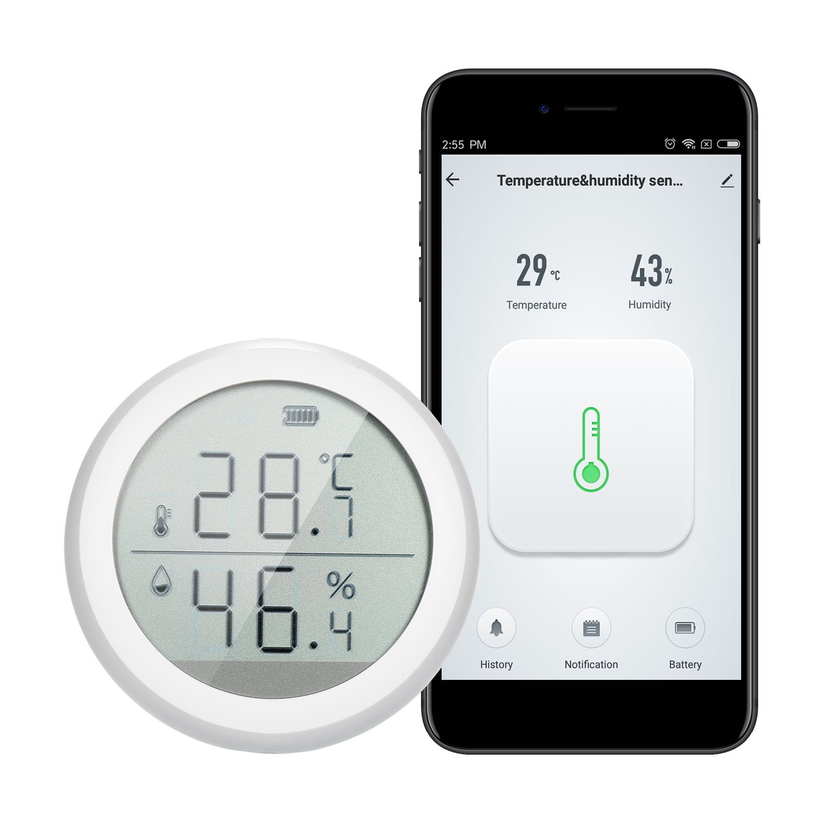 WiFi Temperature Humidity Sensor Alarm: Digital Thermometer Hygrometer with  Probe & Rechargeable Battery, Buzzer Alarm & App Alerts, Smart Temperature