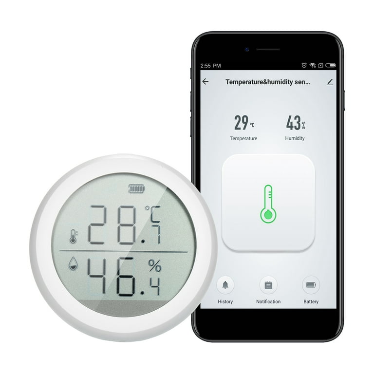 Wifi Thermometer Hygrometer And Humidity Sensor With Lcd Display, Audible  Alarm And Alarm App, Smart Temperature And Humidity Sensor For Greenhouse  Cu