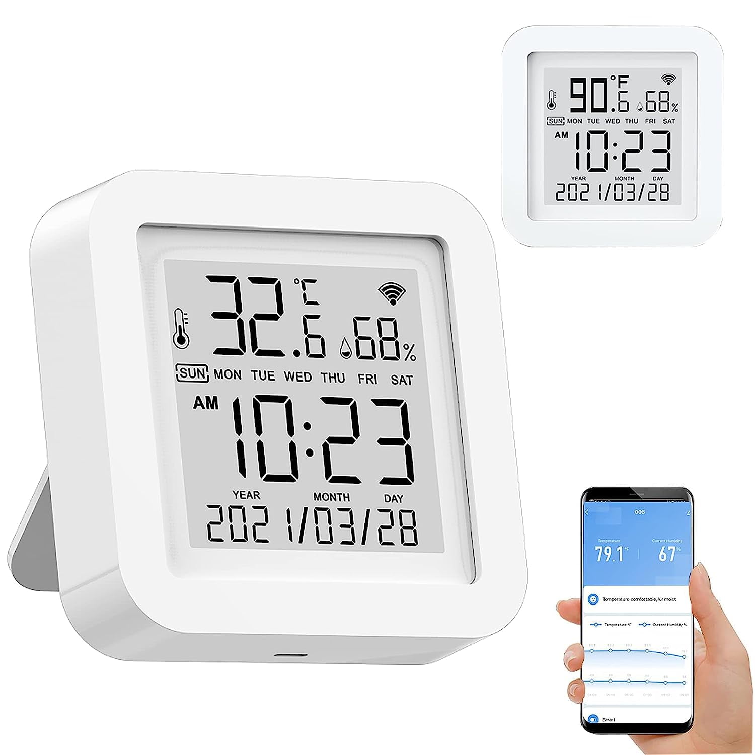 WiFi Temperature Sensor Smart Thermometer Hygrometer With Remote App Alert