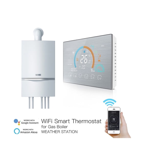WiFi Thermostat Programmable Temperature Controller Underfloor Water/Gas Boiler Weather Station Tuya Smart Voice Control ,Easy to Operate
