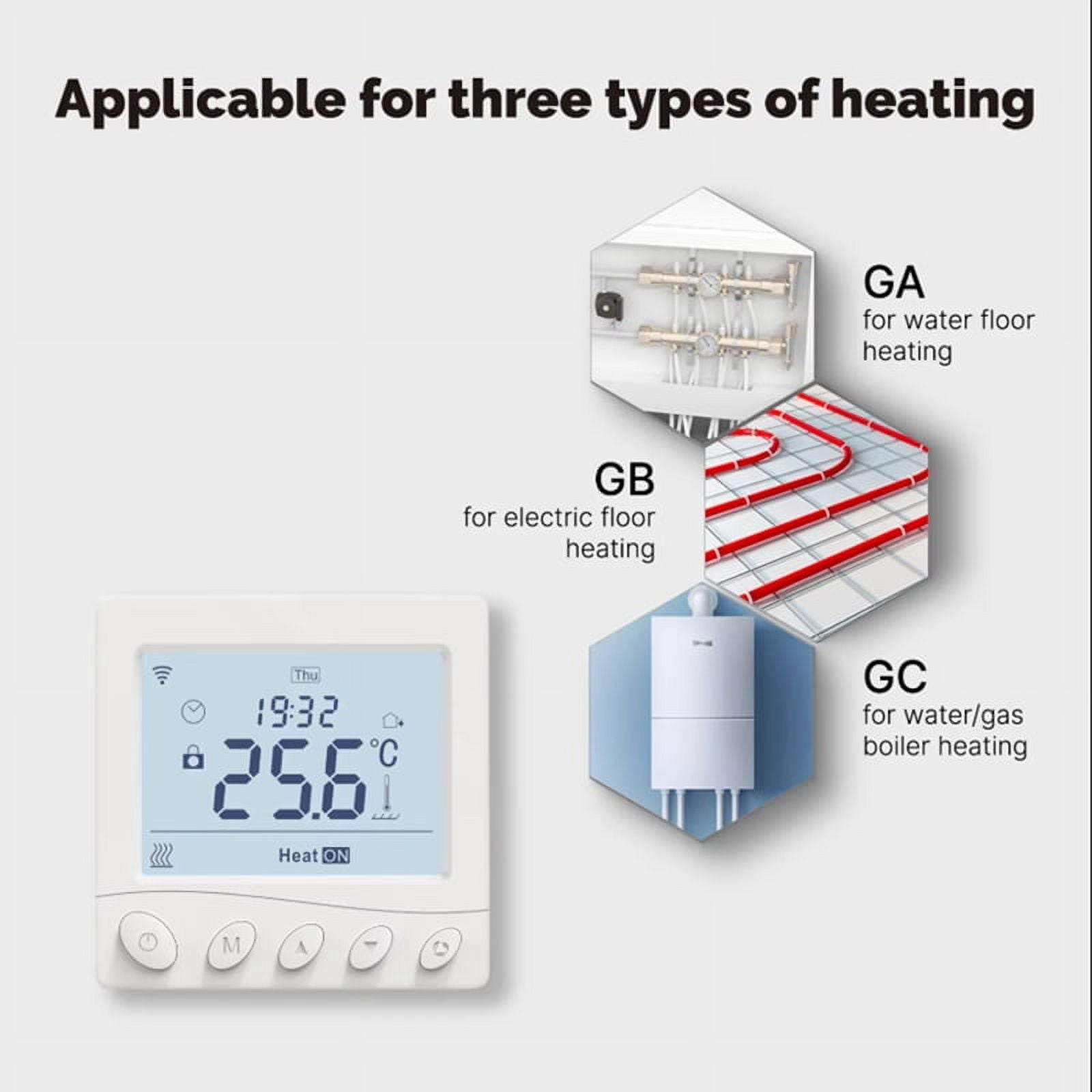 WiFi Thermostat Room Temperature Controller Electric Floor Heating Gas App Control Work with Home GB