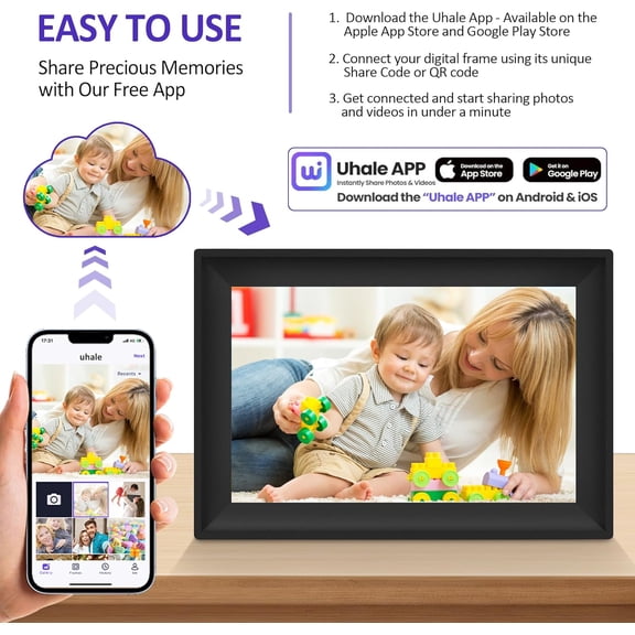 WiFi Uhale Digital Picture Frame, 10.1 Inch Smart Photo Frame with 1280 * 800 HD IPS Touch Screen, Share Photos/Videos Instantly via App from Anywhere Thanksgiving Gifts