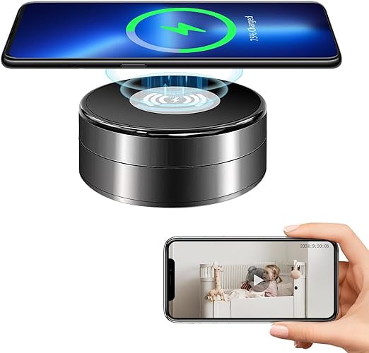 WiFi Video Recorder Real-Time Camera with Wireless Charger,1080P HD ...