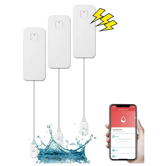 WiFi Water Ieak Detector for Home 3 Pack, Smart Water Leak Sensor with 80dB Alarm and App Alerts, Water Sensor Alarm