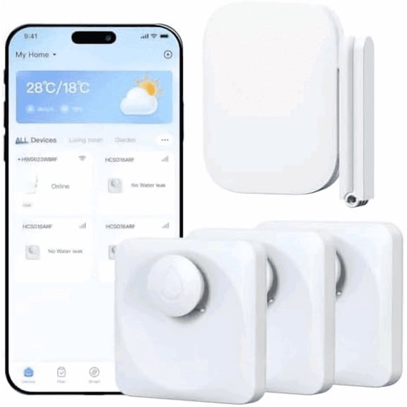 WiFi Water Leak Detector, Hub & Water Leak Sensor 3 Pack, Wireless Siren Alarm & Email & APP Push Notification, Floating Remote Water Leakage Sensors for Basement, Kitchen, Sink, Bathroom, Laundry