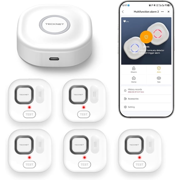WiFi Water Leak Detectors for Home, Smart Water Sensor Alarm with APP Push and Sound Alarm, 120dB Water Alarm Leak Detector for Kitchen Bathroom Basement (1 Gateway+5 Sensor, Battery Included)