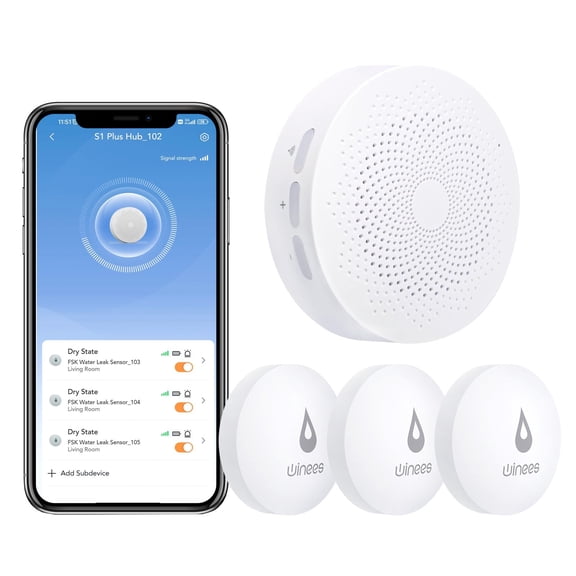 WiFi Water Leak Sensor with Loud Alarm and Remote Notification for Household Water Damage Prevention