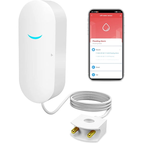 WiFi Water Sensor Leak Detector: Smart Water Leak Detector, TUYA Smart Water Leak Sensor, Wireless Water Level Sensor with App Alerts and Remote Monitor, Water Detectors & Alarms for Home,Basement