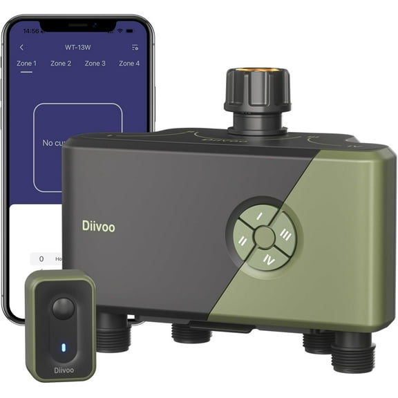 WiFi Water Timer 4 Outlets Smart Sprinkler Garden Watering System for Lawn Yard