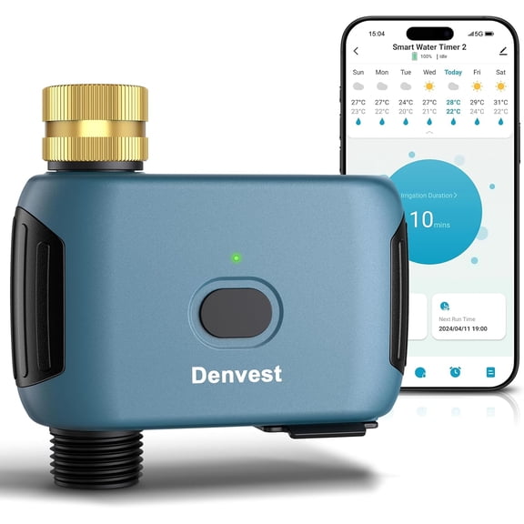 WiFi Water Timer with Brass Inlet, 1 Zone Smart Sprinkler for Garden Hose Faucet, Timers Hub, Up to 20 Watering Plans, APP & Voice Control, Compatible Alexa