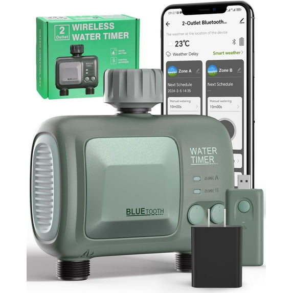 WiFi Water Timer for Garden Hose,Sprinkler Timer with Dual Outlet for 2 Zone Hose Timers Watering,Smart Sprinkler Timers System,Water Timer Irrigation System for Garden