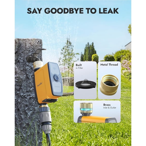 WiFi Water Timer Smart Hose Controller with App Voice Control Weather Delay Brass Inlet Outlet for Garden Irrigation