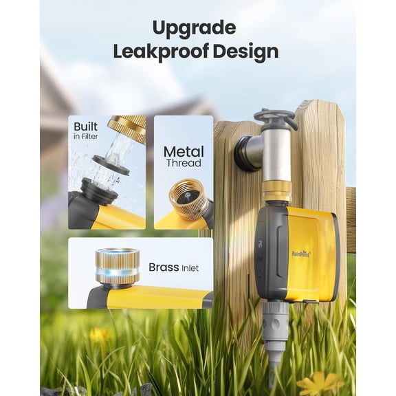 WiFi Water Timer Smart Hose Controller with Brass Inlet APP Voice Control Weather Rain Delay for Garden Lawn