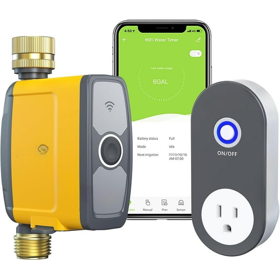 WiFi Water Timer, Smart Hose Timer for Garden Hose, WiFi Irrigation Controller, Smart Sprinkler System Valve, APP & Voice Control, Weather-Based Automatic Rain Delay, Brass Inlet & Outlet