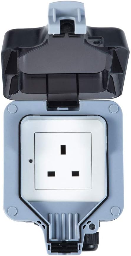WiFi Waterproof Outdoor Socket 1 Gang 13A Wall Socket with Timer, IP55 Rated Weatherproof Power Electric Plug Sockets for Garden & External Electrical Outlet