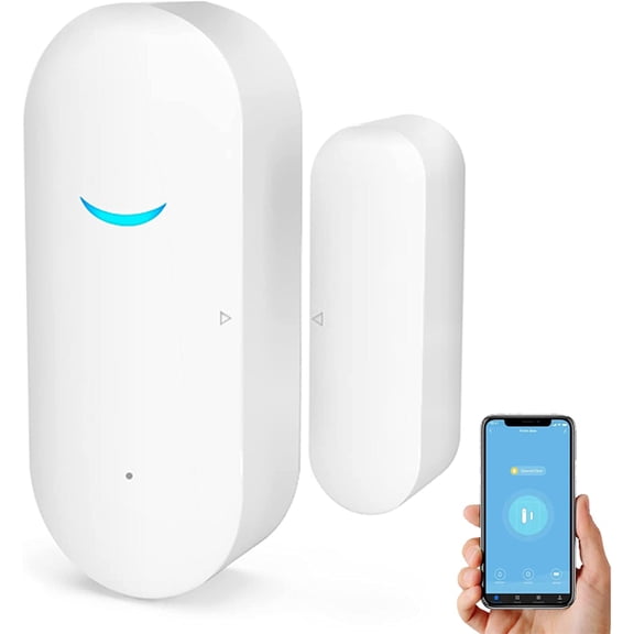 WiFi Wireless Door Window Sensor,TUYA Smart Alarm with Free Notification APP Control Home Security Alarm System, Compatible with Alexa, Google Home, Siri (1-Pack)