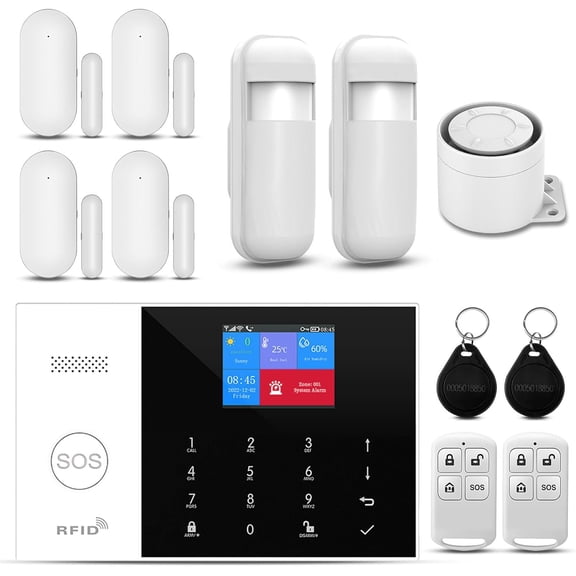 WiFi Wireless Home Alarm System - 2025 Home Security System, 10-Minute Installation, 4 Door & Window Sensors + 2 Motion Sensors, APP Remote Control, Compatible with Alexa, No Monthly Fee