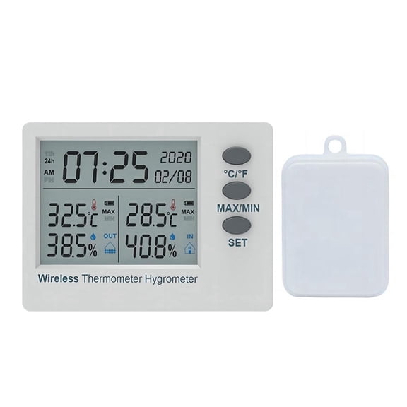 WiFi Wireless Thermometer Hygrometer Indoor Outdoor Digital Temperature Humidity Meter Large Screen Electronic Time