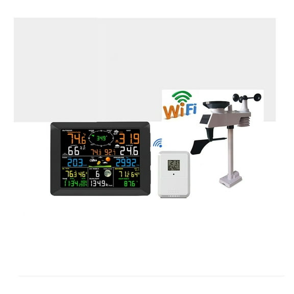 WiFi Wireless Weather Station Indoor And Outdoor Internet Multifunction Humidity Pressure Anemometer Wind Rain Gauge ,Easy to Operate