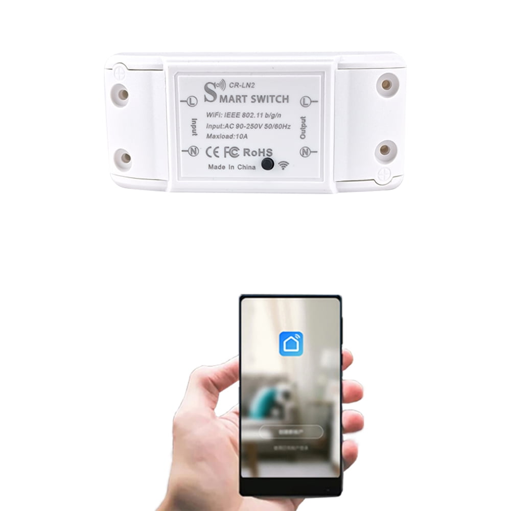 WiFi remote control on/off switch, 10A Tuya Smart Life App, supports Amazon Alexa Google Assistant voice control, suitable for home office lighting and intelligent modification of household appliances