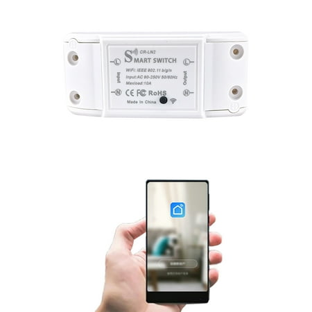 WiFi remote control on/off switch, 10A Tuya Smart Life App, supports Amazon Alexa Google Assistant voice control, suitable for home office lighting and intelligent modification of household appliances