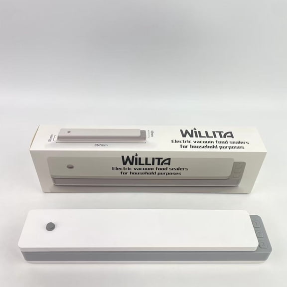 WiLLITA Electric vacuum food sealers for household purposes,Vacuum food machine,compact sealing machine,60 KPa suction power, dry/wet mode food packaging machine, automatic sealing, small, white