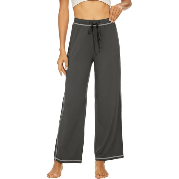 WiWi Bamboo Viscose Pants for Women Wide Leg Long Bottoms Casual Loose Sweatpants High Waist Lounge Pajamas S-XXL, Iron Grey, Large