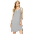 thumbnail image 1 of WiWi Bamboo nightgown for women Sleeveless Sleepwear Lightweight V Neck Sleep Shirt Plus Size Sleep Dress S-2X, Heather Grey, X-Large, 1 of 5