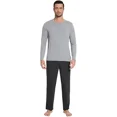 thumbnail image 1 of WiWi Men's Pajamas Set Lightweight Sleepwear Long Sleeve Sleep Shirt and Long Pants Viscose from Bamboo Lounge Sets S-XXL, Heather Grey+Charcoal Heather, Medium, 1 of 1