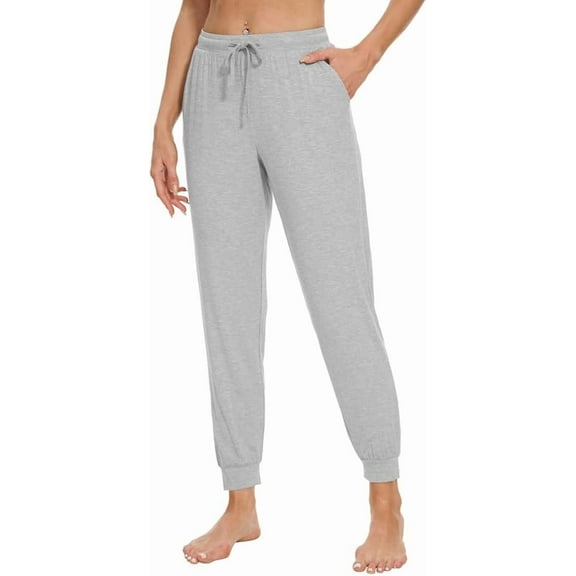 WiWi Pajama Pants for Women Soft Viscose from Bamboo Comfortable Womens Lightweight Sleep Pj Bottoms S-XXL, Light Heather Grey, Large