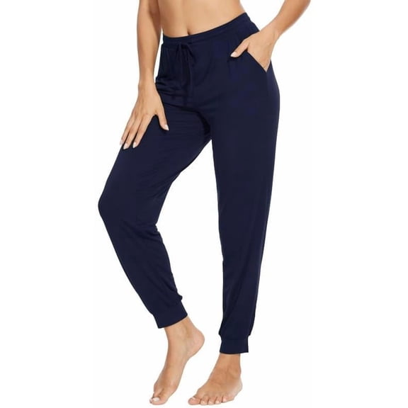 WiWi Pajama Pants for Women Soft Viscose from Bamboo Comfortable Womens Lightweight Sleep Pj Bottoms S-XXL, Navy, Medium