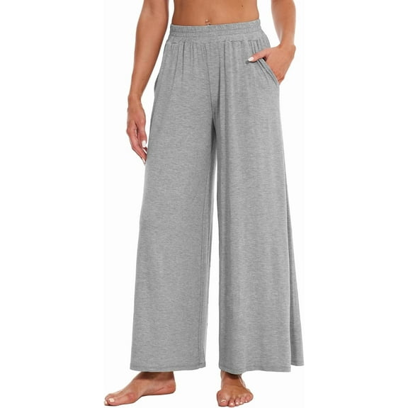 WiWi Viscose from Bamboo Women' s Pajamas Pants Soft Yoga Loose Pant Comfy Pajama Bottoms S-XXL, Heather Grey, Large