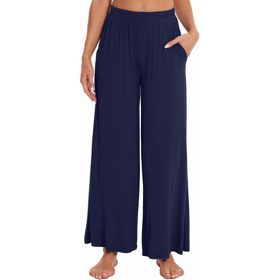 WiWi Viscose from Bamboo Women' s Pajamas Pants Soft Yoga Loose Pant Comfy Pajama Bottoms S-XXL, Navy, Large