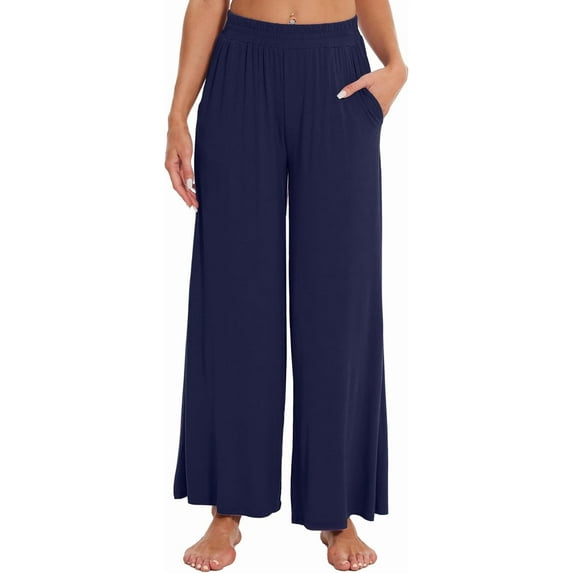WiWi Viscose from Bamboo Women' s Pajamas Pants Soft Yoga Loose Pant Comfy Pajama Bottoms S-XXL, Navy, Small