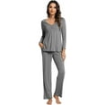 thumbnail image 1 of WiWi Womens Viscose from Bamboo Pajamas Set Long Sleeve Top with Pants Sleepwear Soft Knit Pajama Pjs S-XXL, Dark Heather Grey, Large, 1 of 1