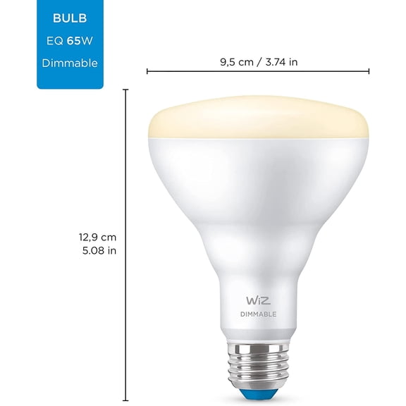 WiZ 65W BR30 Soft White LED Smart Bulb - Pack of 6 - E26, Indoor - Connects to Your Existing Wi-Fi - Control with Voice or App + Activate with Motion - Matter Compatible