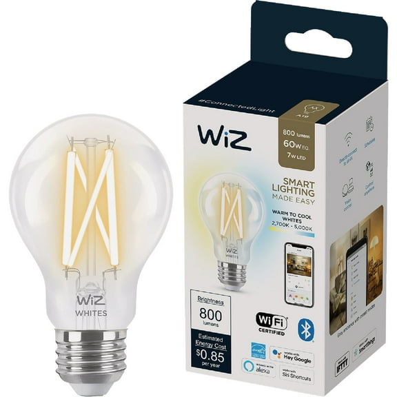 WiZ A19 Tunable White LED Smart Bulb - 60W Equivalent, Indoor - 1 Pack, E26, Matter