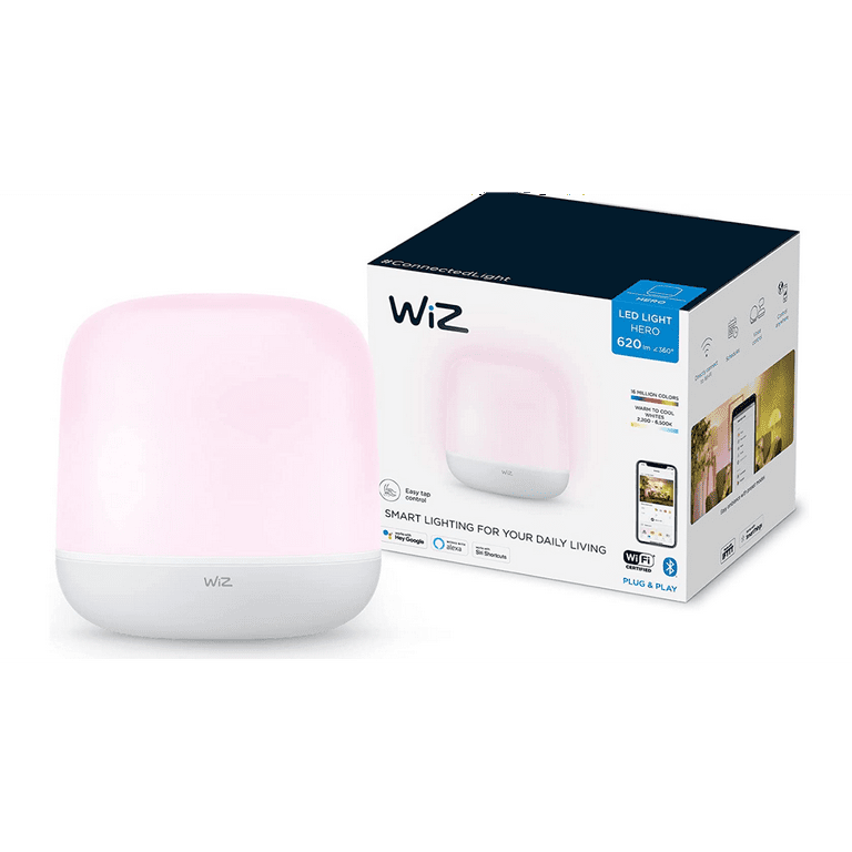 WiZ Connected Hero v2 Smart Portable Table Lamp, WiFi Enabled, 16 Million  Colors, Compatible with Alexa and Google Home Assistant, No Hub Required
