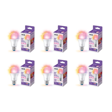 WiZ Connected LED 60-Watt A19 General Purpose Light Bulb, Frosted, Color and Tunable White, Dimmable, E26 Medium Base (6-Pack)