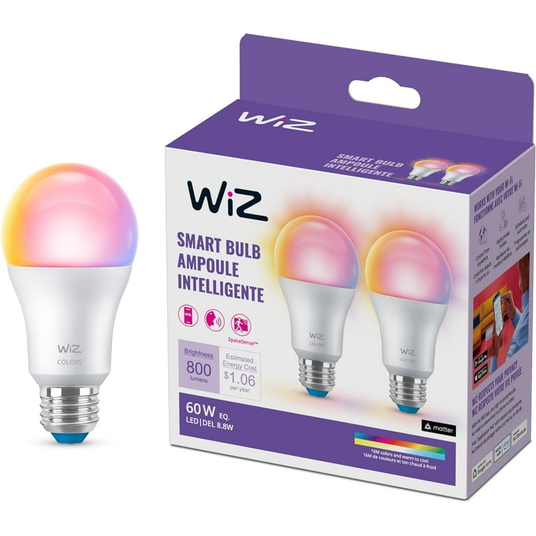 Soft White A19 LED 60-Watt Equivalent Dimmable Smart Wi-Fi Wiz Connected Wireless Light Bulb (2-Pack) Soft White A19 LED 60-Watt Equivalent Dimmable Smart Wi-Fi Wiz Connected Wireless Light Bulb (2-Pack)