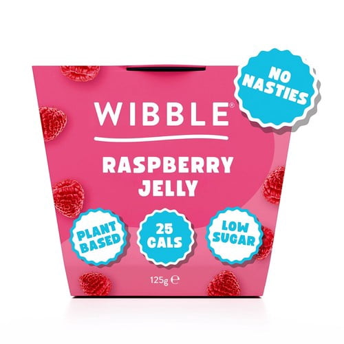 Wibble Plant-based Raspberry Jelly Pot 125g, British Import (Pack of 2)